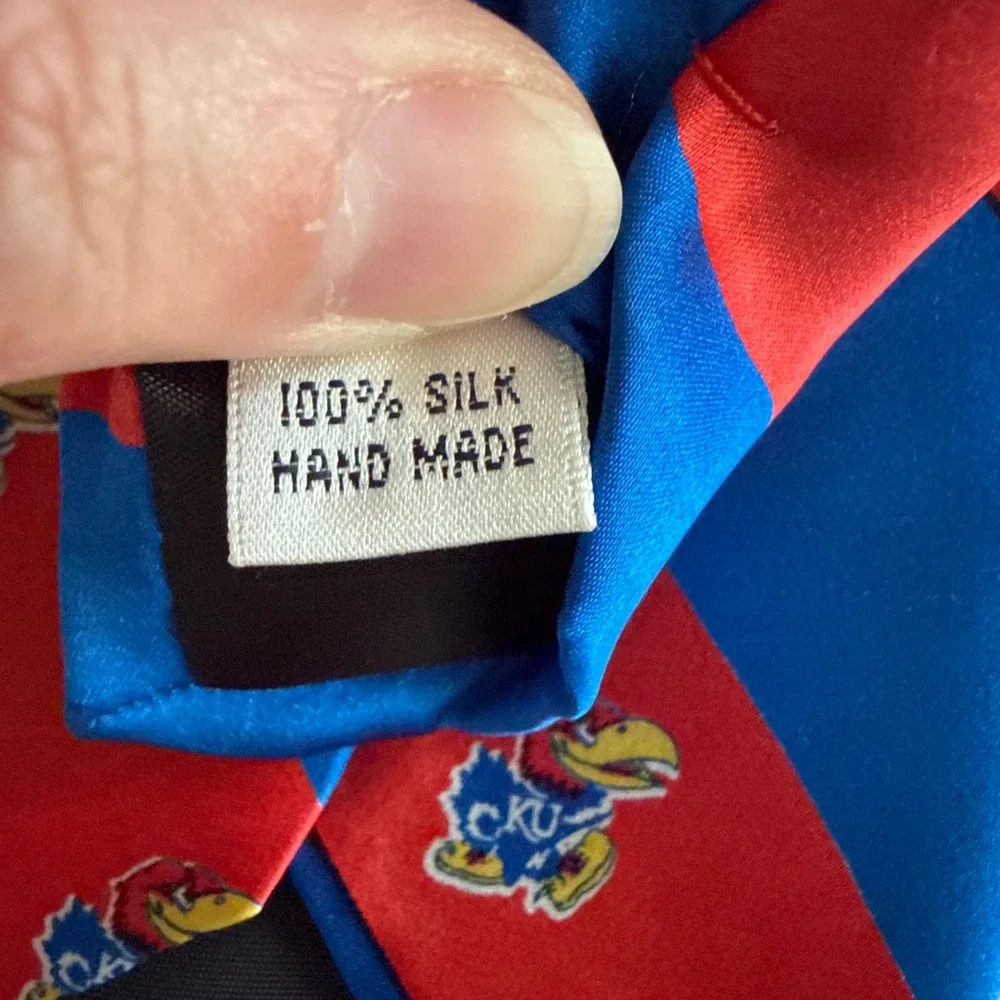 VARSITY VESTS ELITE Kansas University Jayhawks Red Blue Mens Silk Tie
